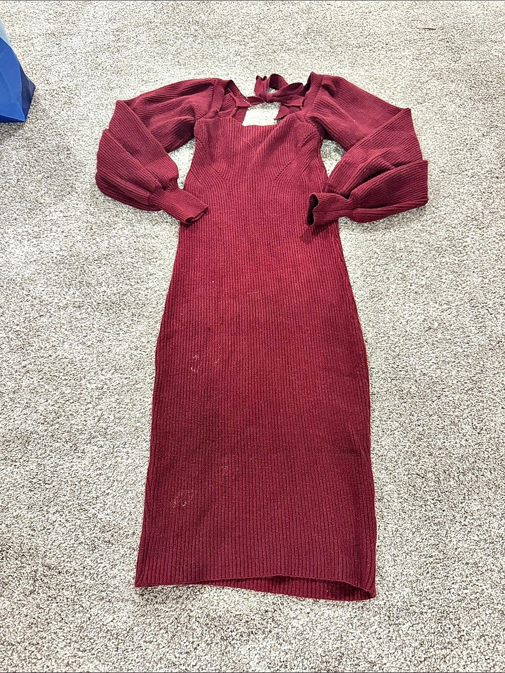 MINKPINK Alba Knit Midi Dress in Burgundy Size Medium